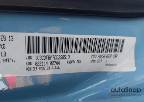 2013 Dodge Dart Sxt from USA, damaged, VIN 1C3CDFBA7DD298513